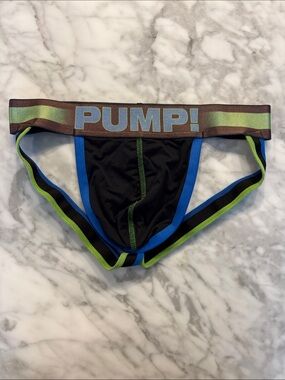 PUMP! Men’s Black Jockbrief with Blue & Lime Trim